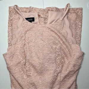 A. Byer Blush Lace Mini Dress